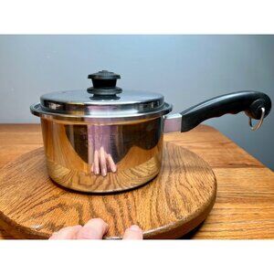 Vintage 3 QT Saladmaster 18-8 Tri-Clad Stainless Steel Saucepan  with Vapo Lid M